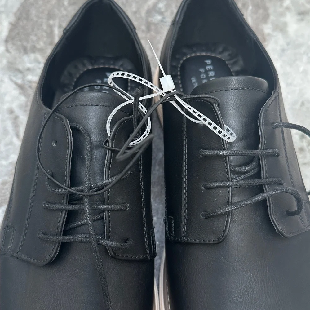 NEW Perry Ellis Ultra Foam Men's Black Derby Shoes Sz 12